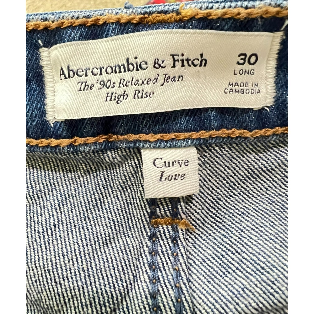 Abercrombie & Fitch 90s Relaxed Jeans High Rise Straight Leg 30 Long Curve Love - Picture 5 of 9